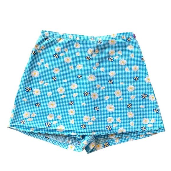 Girls Vintage Gingham Daisy Print Skort - Picture 1 of 4